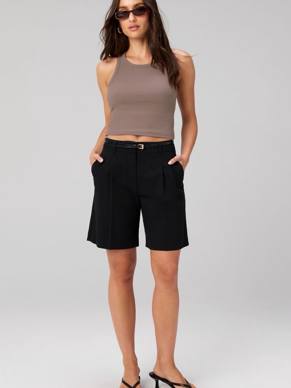 Fabletics Black Tailored Mid-Length Women’s Bermuda Shorts